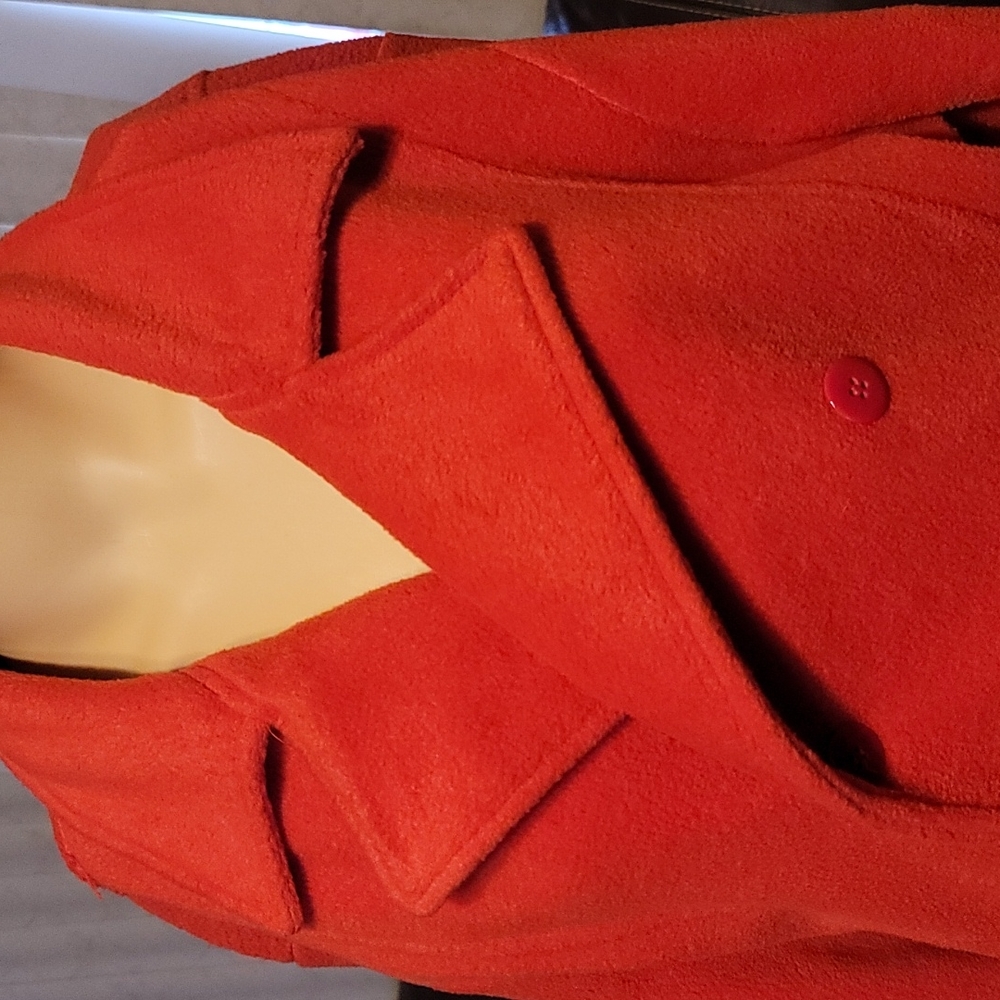 Lavon fleece pea coat red sz medium - Picture 2 of 5